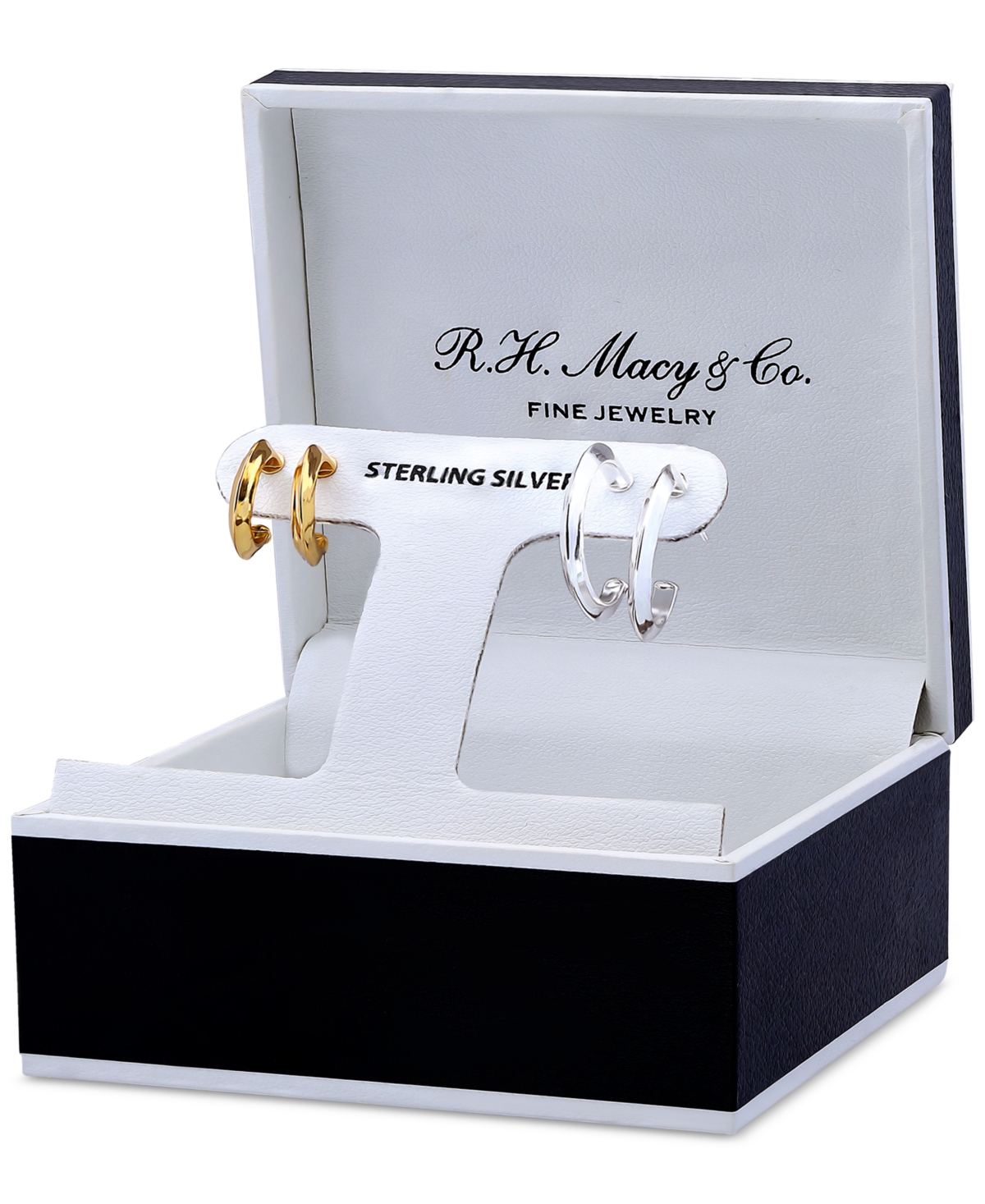 2-Pc. Set Knife Edge Hoop Earrings in Sterling Silver & 18k Gold-Plated Sterling Silver