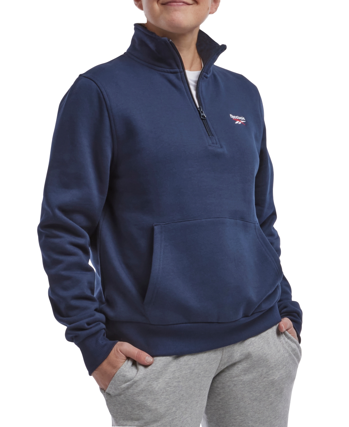 Reebok Women's Quarter-zip Fleece Sweatshirt In Vector Navy