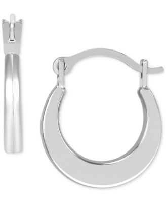 Macy's - Polished Flat Huggie Extra Small Hoop Earrings in 14k White Gold, 0.47"