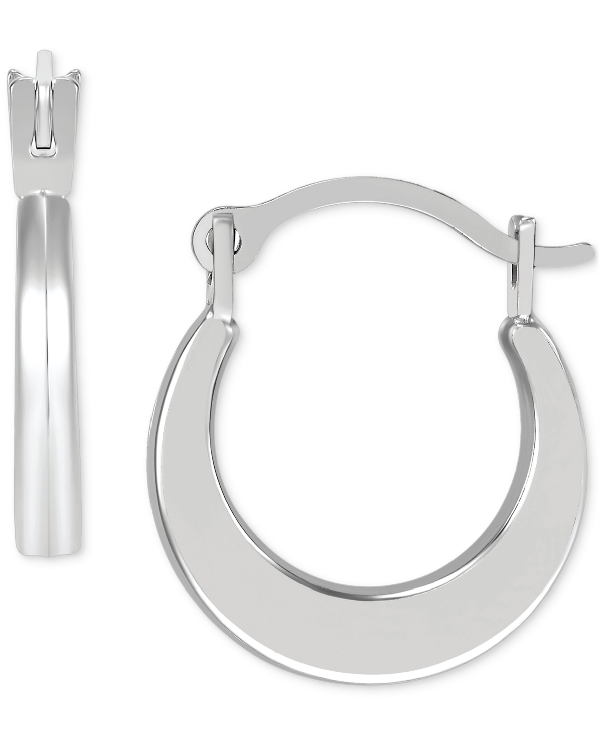 Macy's Polished Flat Huggie Extra Small Hoop Earrings In 14k White Gold, 1/2"