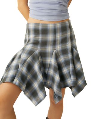 Free People - Women's Xia Plaid Handkerchief-Hem Mini Skirt