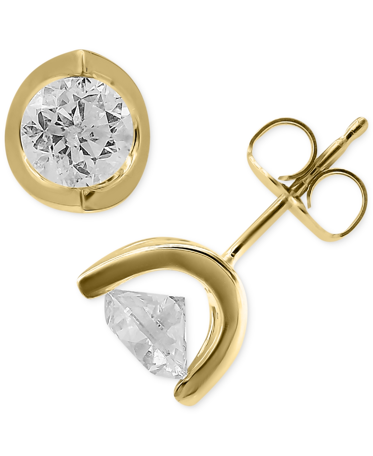 Macy's Diamond Tension Mount Stud Earrings (1-1/2 Ct. T.w.) In 14k White Or Yellow Gold