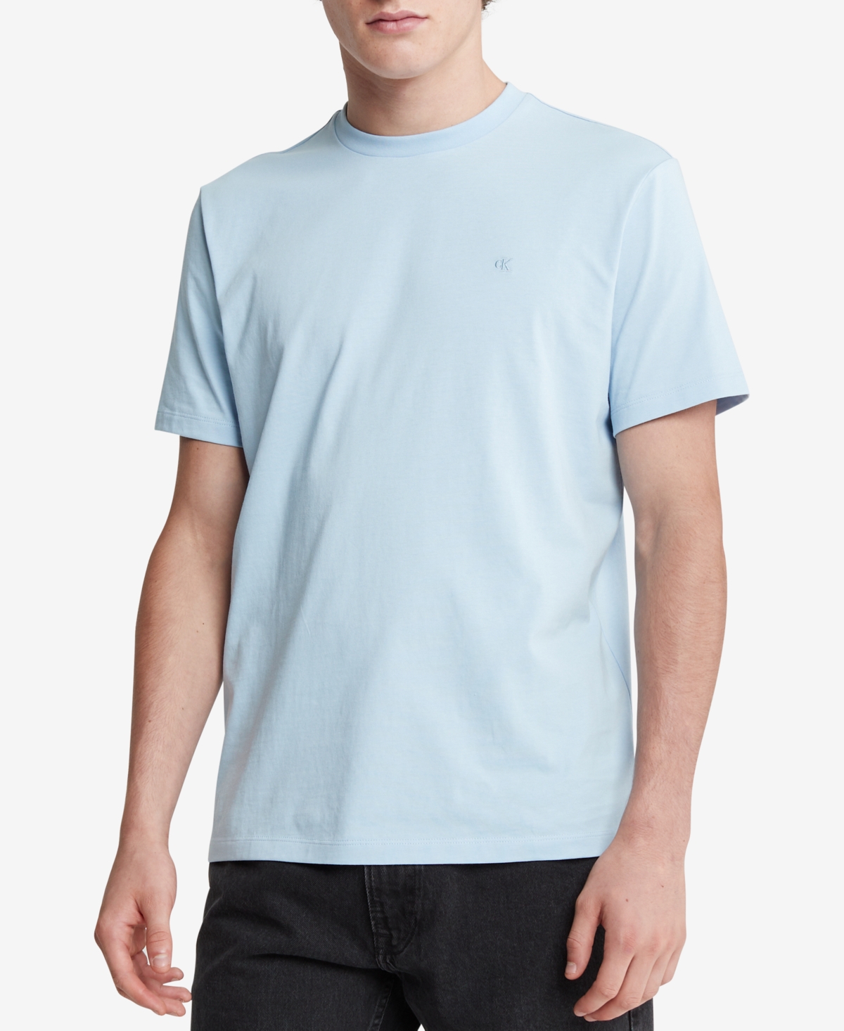 Calvin Klein Men's Smooth Cotton Solid Crewneck T-shirt In Cerulean