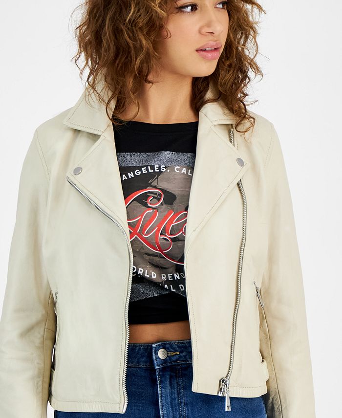 GUESS Women's Leather Moto Jacket Macy's