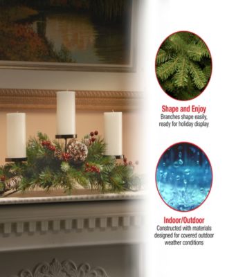 30" Frosted Berry Centerpiece with 3 Candle Holders