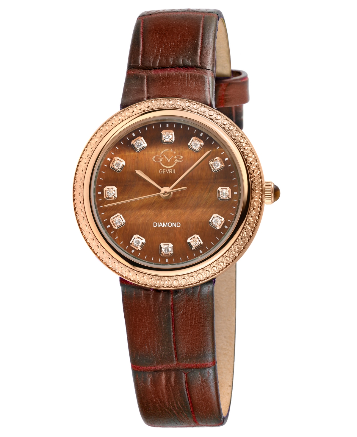 Gv2 By Gevril Women's Arezzo Brown Leather Watch 33mm In Rose