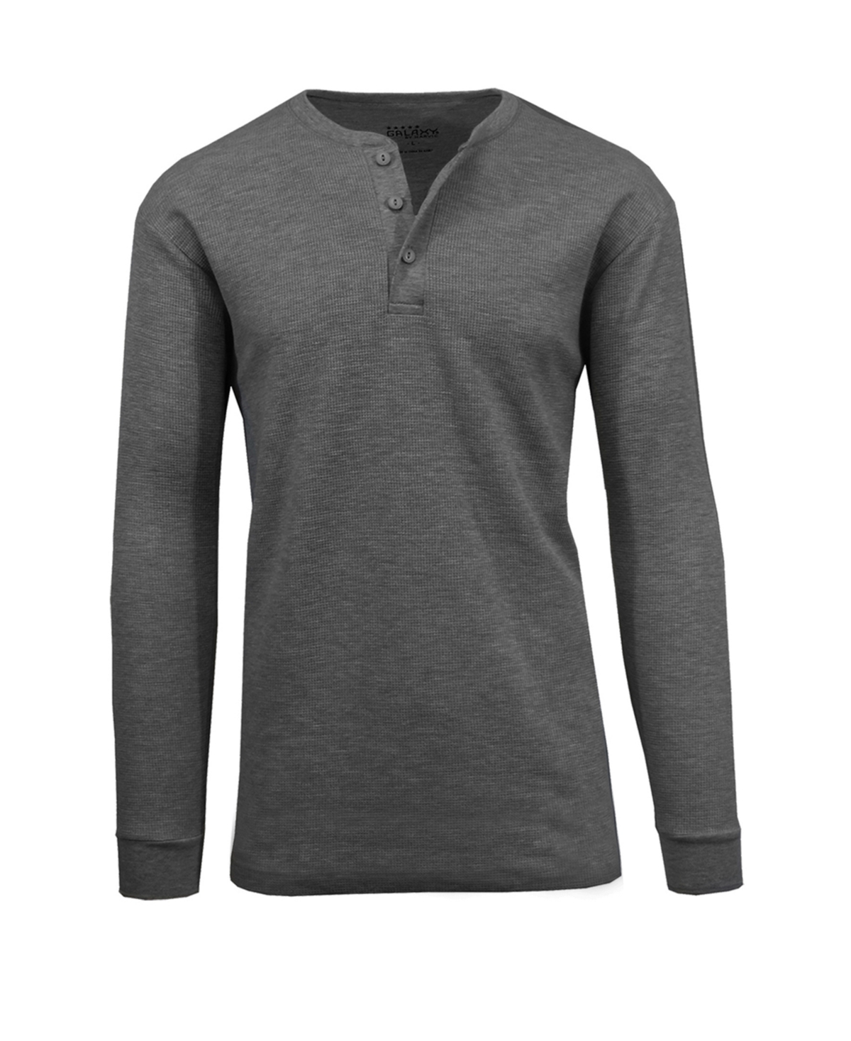 Shop Galaxy By Harvic Men's Oversized Waffle-knit Thermal Henley Shirt In Charcoal