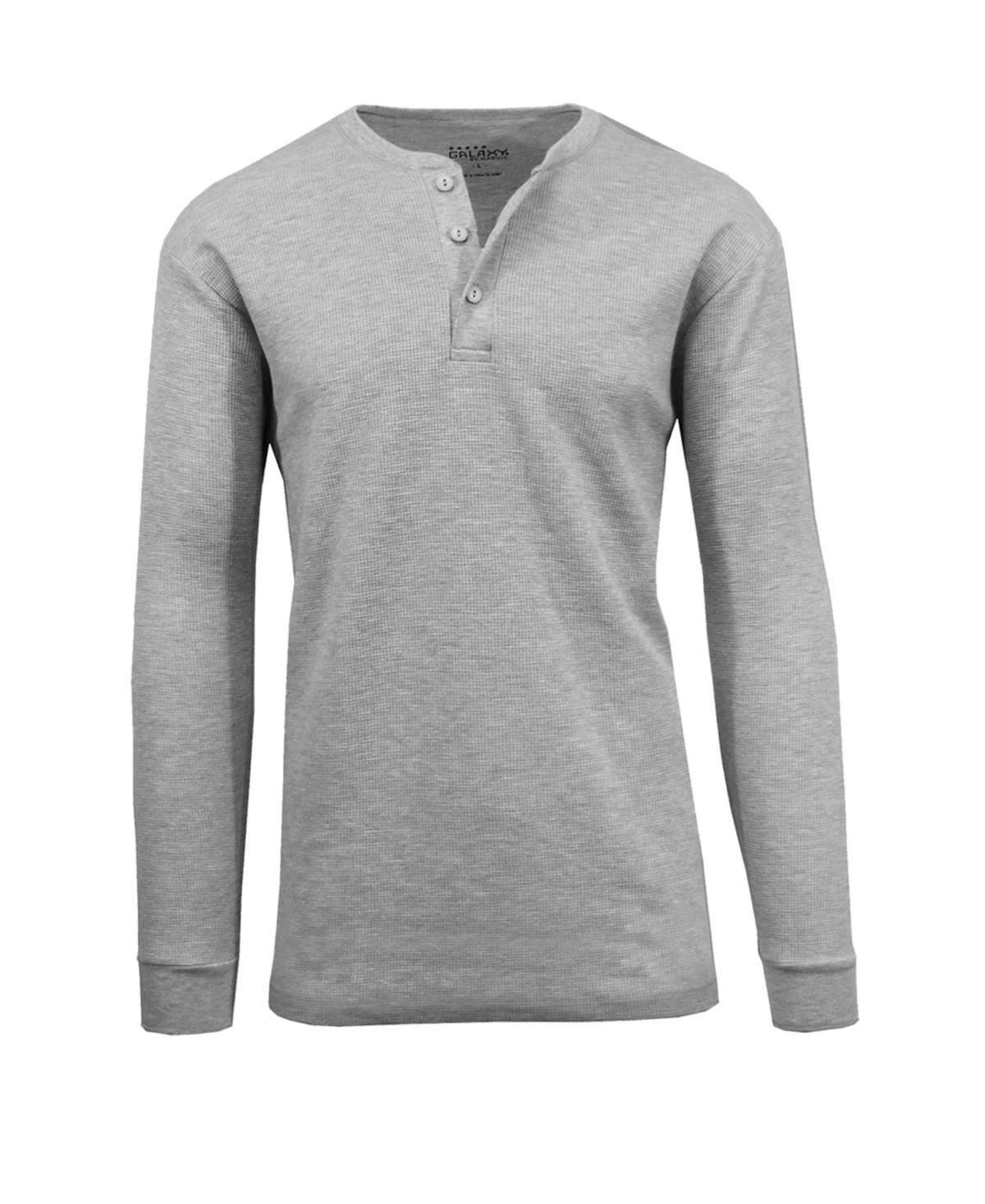 Shop Galaxy By Harvic Men's Oversized Waffle-knit Thermal Henley Shirt In Gray