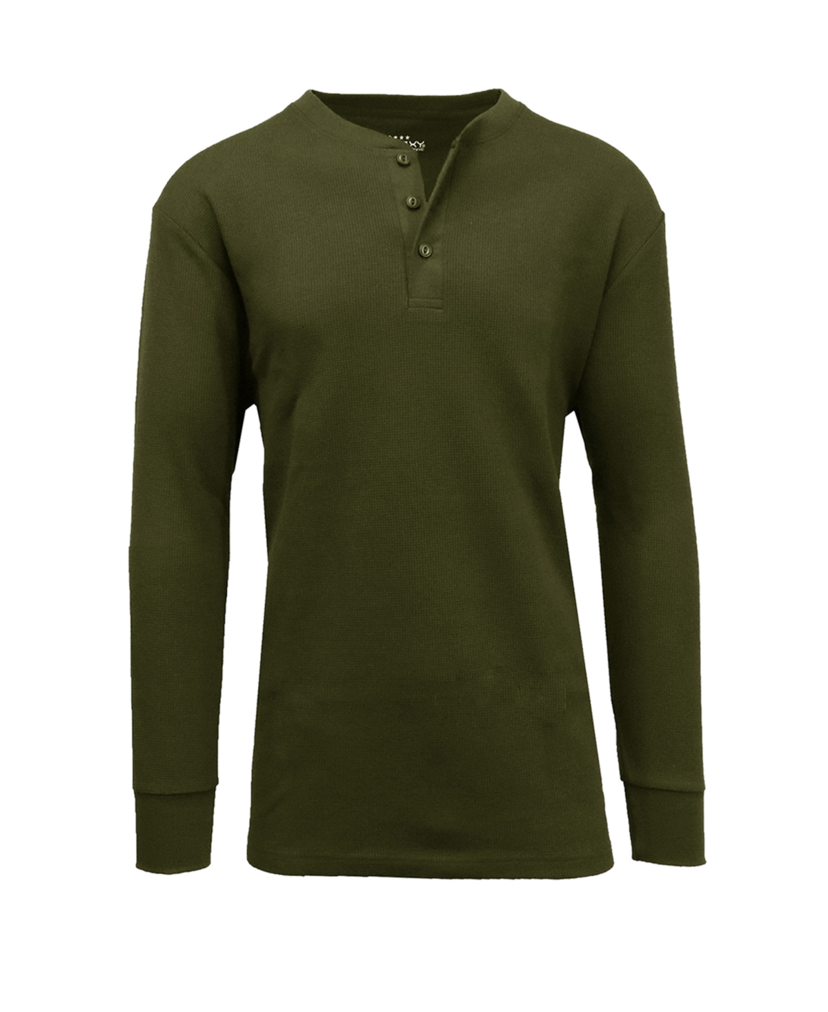 Galaxy By Harvic Men's Oversized Waffle-knit Thermal Henley Shirt In Olive