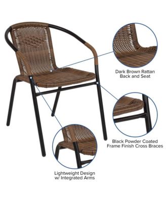2 Pack Rattan Indoor-Outdoor Restaurant Stack Chair With Curved Back