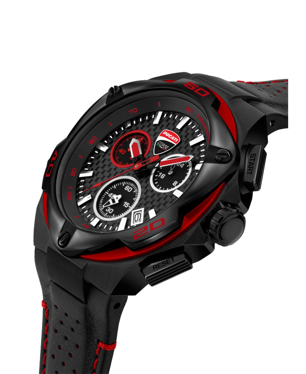Shop Ducati Corse Men's Quartz Black Genuine Leather Watch 49mm