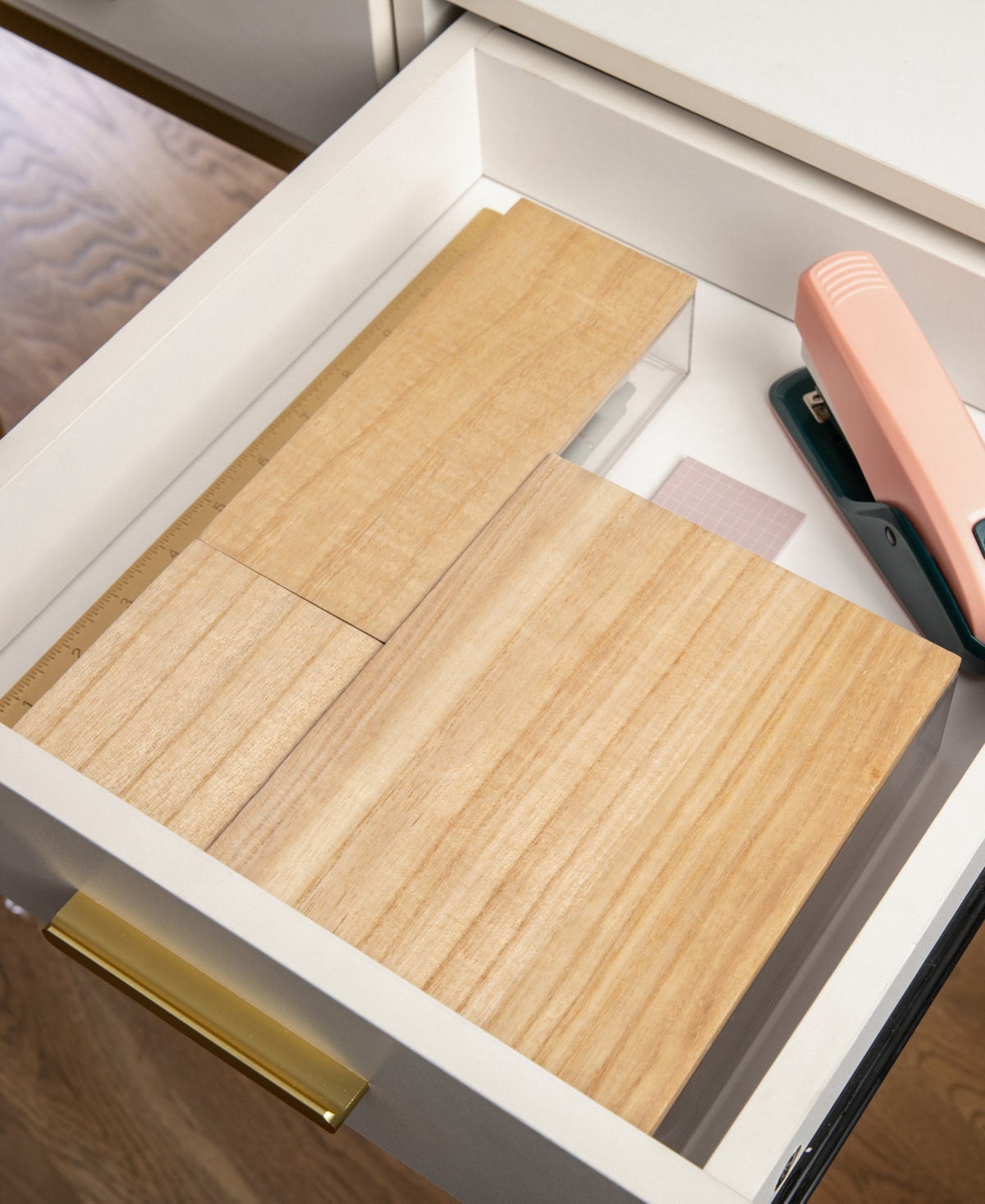 Martha Stewart Brody Plastic Storage Organizer Bins with Paulownia Wood Lids for Home Office or Kitchen, 3 Pack Small, Medium, - Light Na