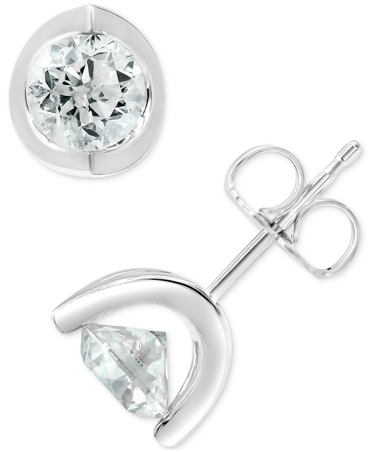 Macy's Diamond Tension Mount Stud Earrings (1-1/2 Ct. T.w.) In 14k White Or Yellow Gold In White Gold