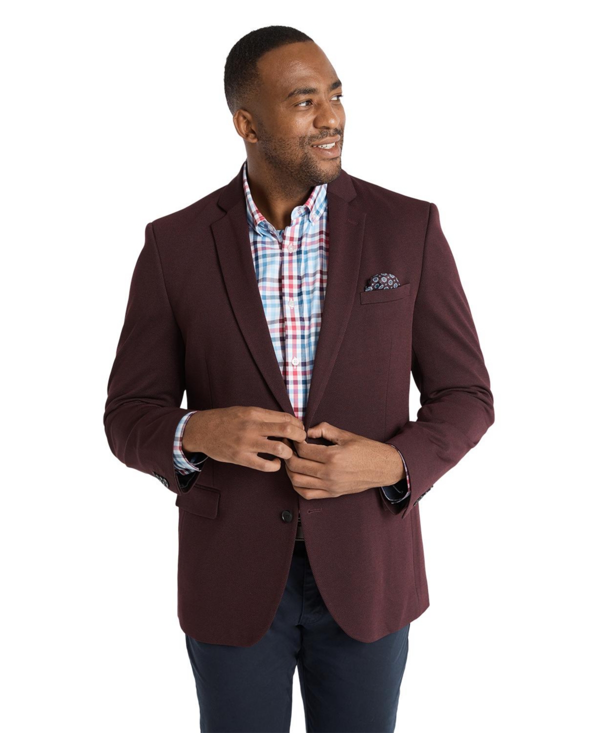 Men's Big & Tall Milton Textured Stretch Blazer Suit - Wine