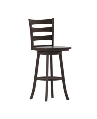 Therus Commercial Grade Classic Wooden Ladderback Swivel Stool With Solid Wood Seat And Footrest