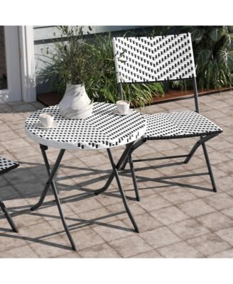 Ciel Three Piece Folding Bistro Set In Pe Rattan With Metal Frames For Indoor And Outdoor Use