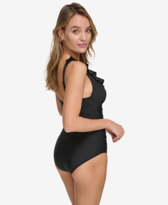 Ruffle Plunge Underwire Tummy Control One-Piece Swimsuit, Created for Macy's