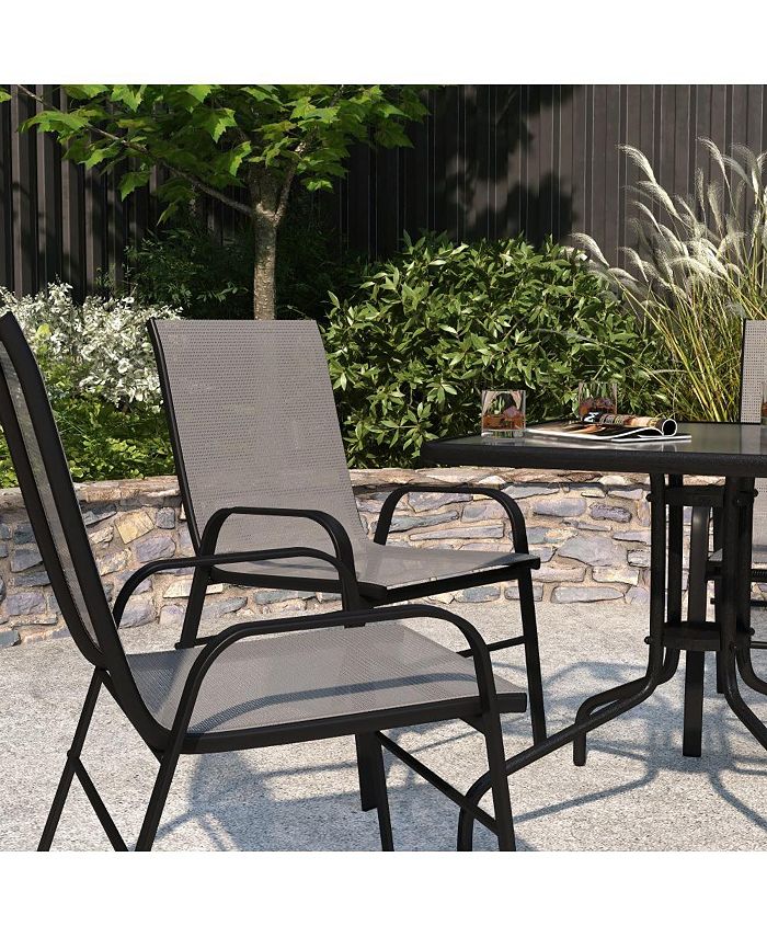 MERRICK LANE Set Of 4 Manado Series Metal Stacking Patio Chairs With
