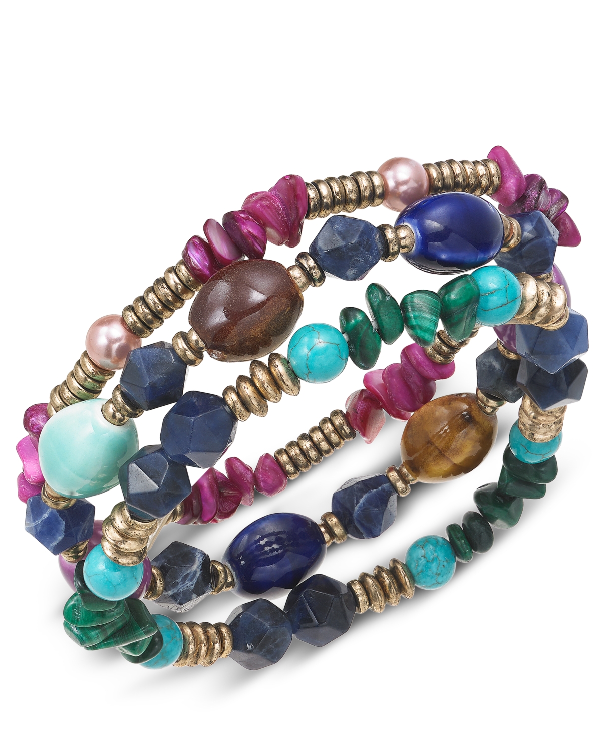Style & Co 3-pc. Set Mixed Bead Stretch Bracelets, Created For Macy's In Multi