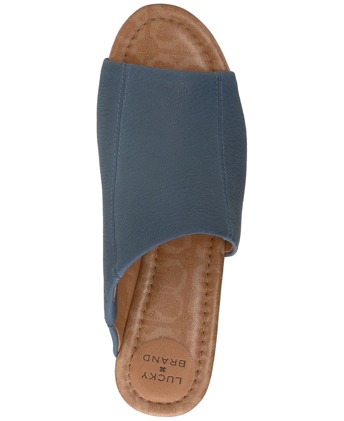 Shop Lucky Brand Women's Malenka Slip-on Wedge Sandals In Light Blue Leather