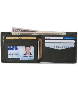 Mens Commuter RFID Bifold Wallet 2 ID Windows Divided Bill Section