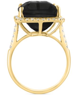 EFFY&reg; Amethyst (10-3/4 ct. t.w.) & Diamond (3/8  ct. t.w.) Halo Ring in 14k Gold (Also available in Citrine, Green Quartz & Black Onyx)