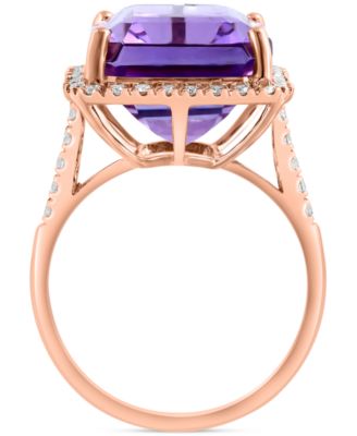 EFFY&reg; Amethyst (10-3/4 ct. t.w.) & Diamond (3/8  ct. t.w.) Halo Ring in 14k Gold (Also available in Citrine, Green Quartz & Black Onyx)