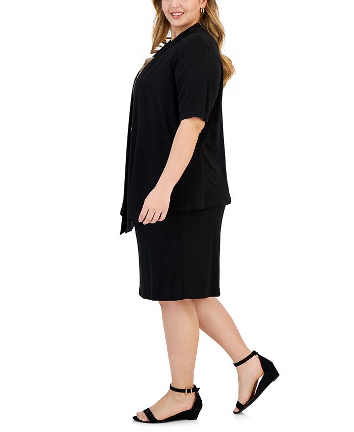 Connected Plus Size Colorblocked Jacket Dress - Macy's
