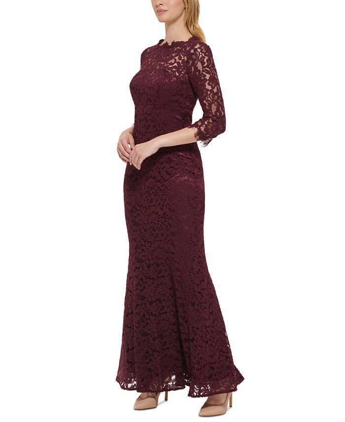 Eliza J Women's Lace 3/4-Sleeve Mermaid Gown - Macy's