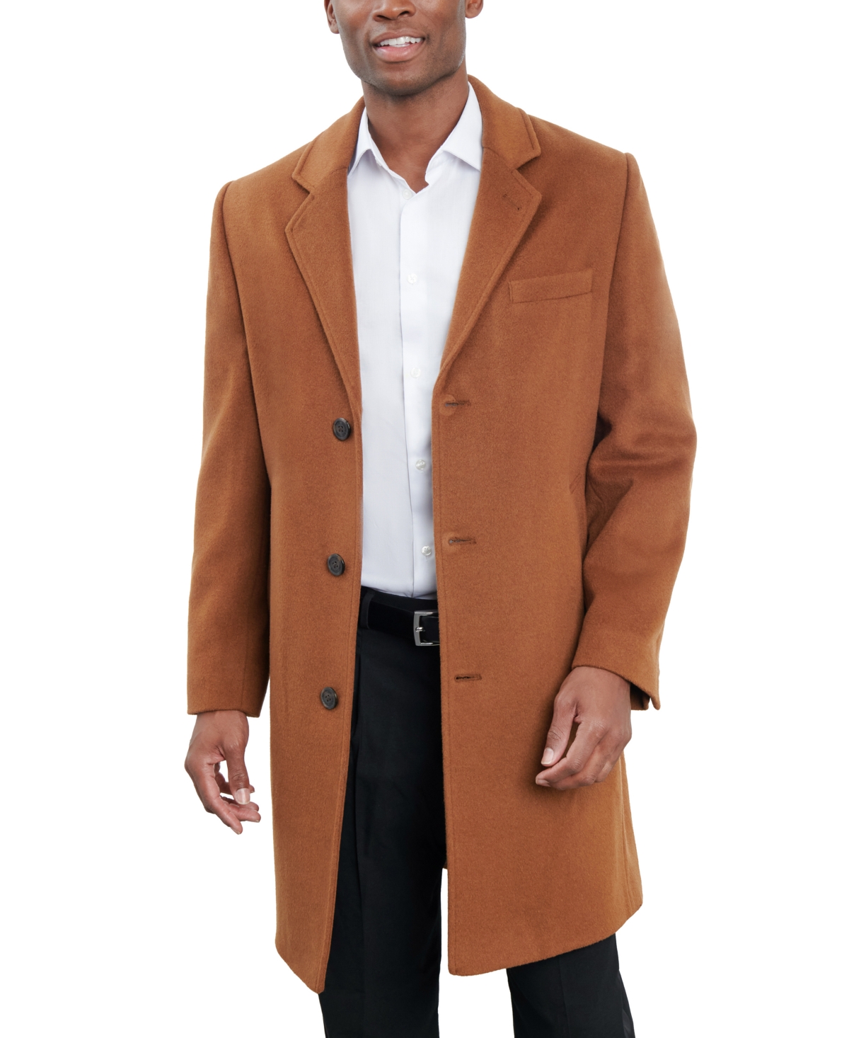 Men Signature Wool-Blend Overcoat - Dark Charcoal