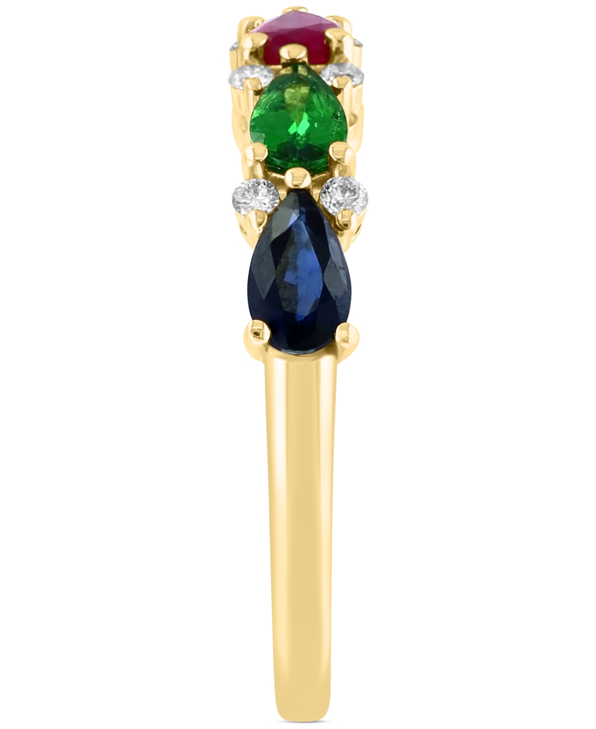 Shop Effy Collection Effy Multi-gemstone (1-3/8 Ct. T.w.) & Diamond (1/8 Ct. T.w.) Pear Ring In 14k Gold In Yellow Gold