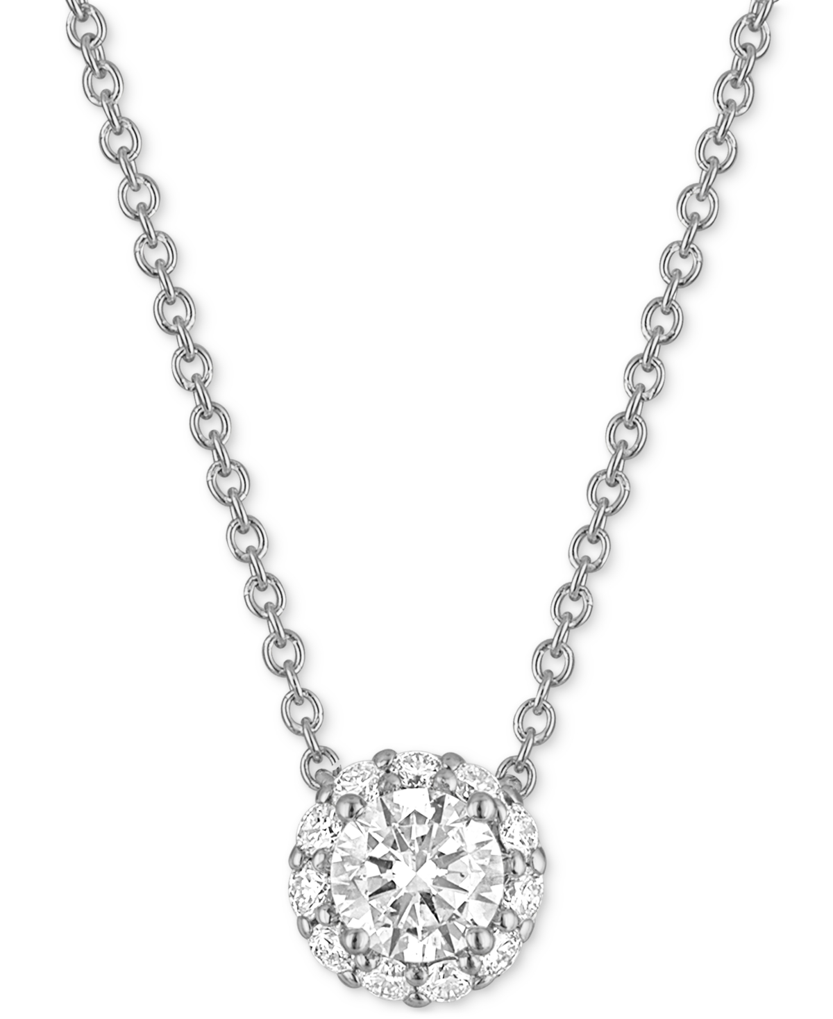 Alethea Certified Diamond Halo Pendant Necklace (1/2 ct. t.w.) in 14kFeaturing Diamonds from De Beers Code of Origin, Created for Macy's