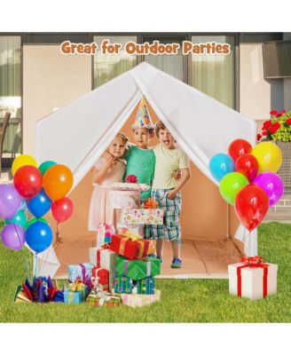 Kid's Play Tent Toddler Playhouse Castle Solid Wood Frame with Washable Mat