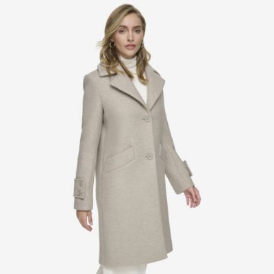 Regine Sb Women's Soft Wool Boucle Coat With Back Vent