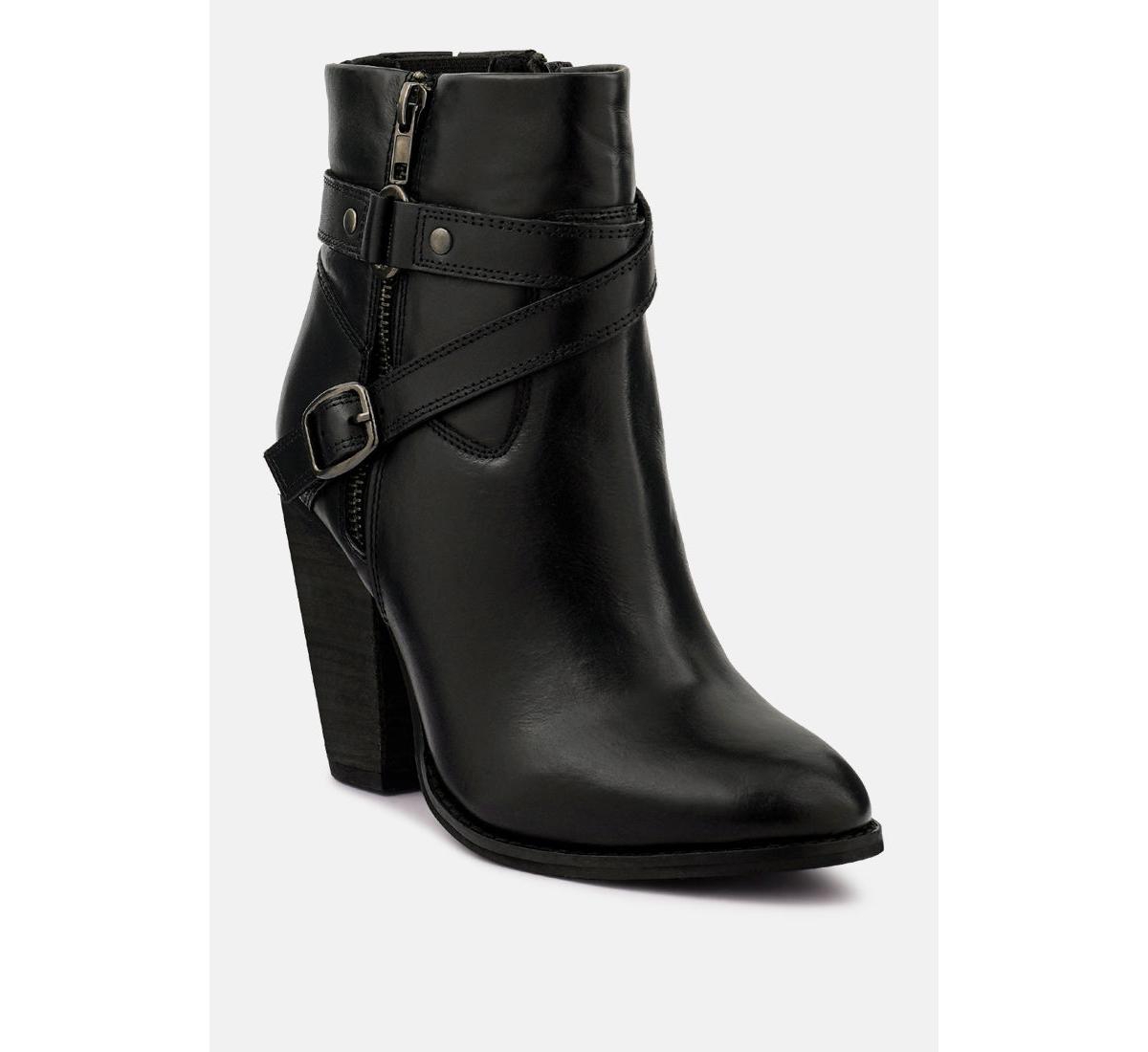 RAG & CO CAT-TRACK WOMENS LEATHER ANKLE BOOTS