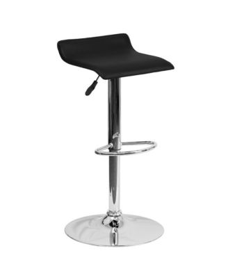 Solid Wave Seat Vinyl Adjustable Height Barstool With Chrome Base