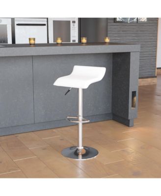 Solid Wave Seat Vinyl Adjustable Height Barstool With Chrome Base