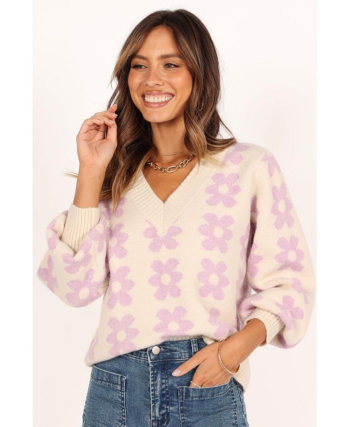 Petal and Pup Womens Remi Vneck Flower Knit Sweater - Macy's