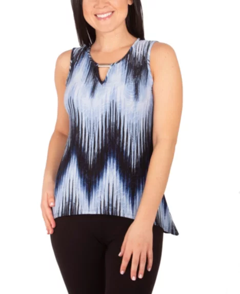 Petite Sleeveless Pointed Hem Top - Navy Ligia