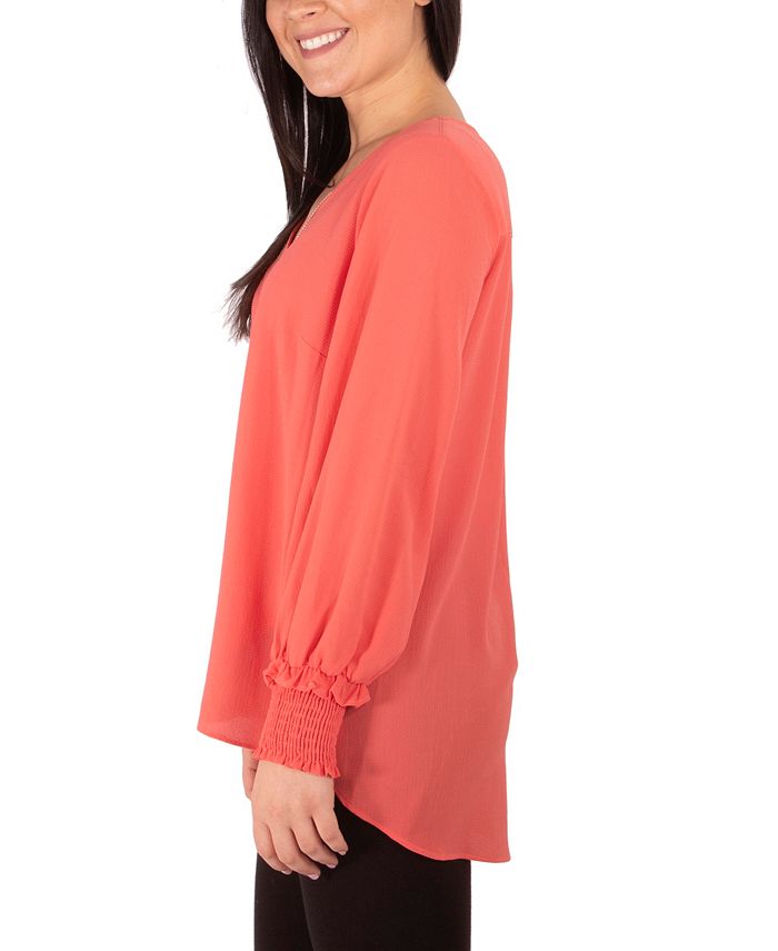NY Collection Petite Long Sleeve Studded Blouse main image 1
