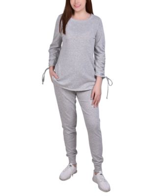 Petite Drawstring Sleeve Top and Jogger Set, 2 Piece