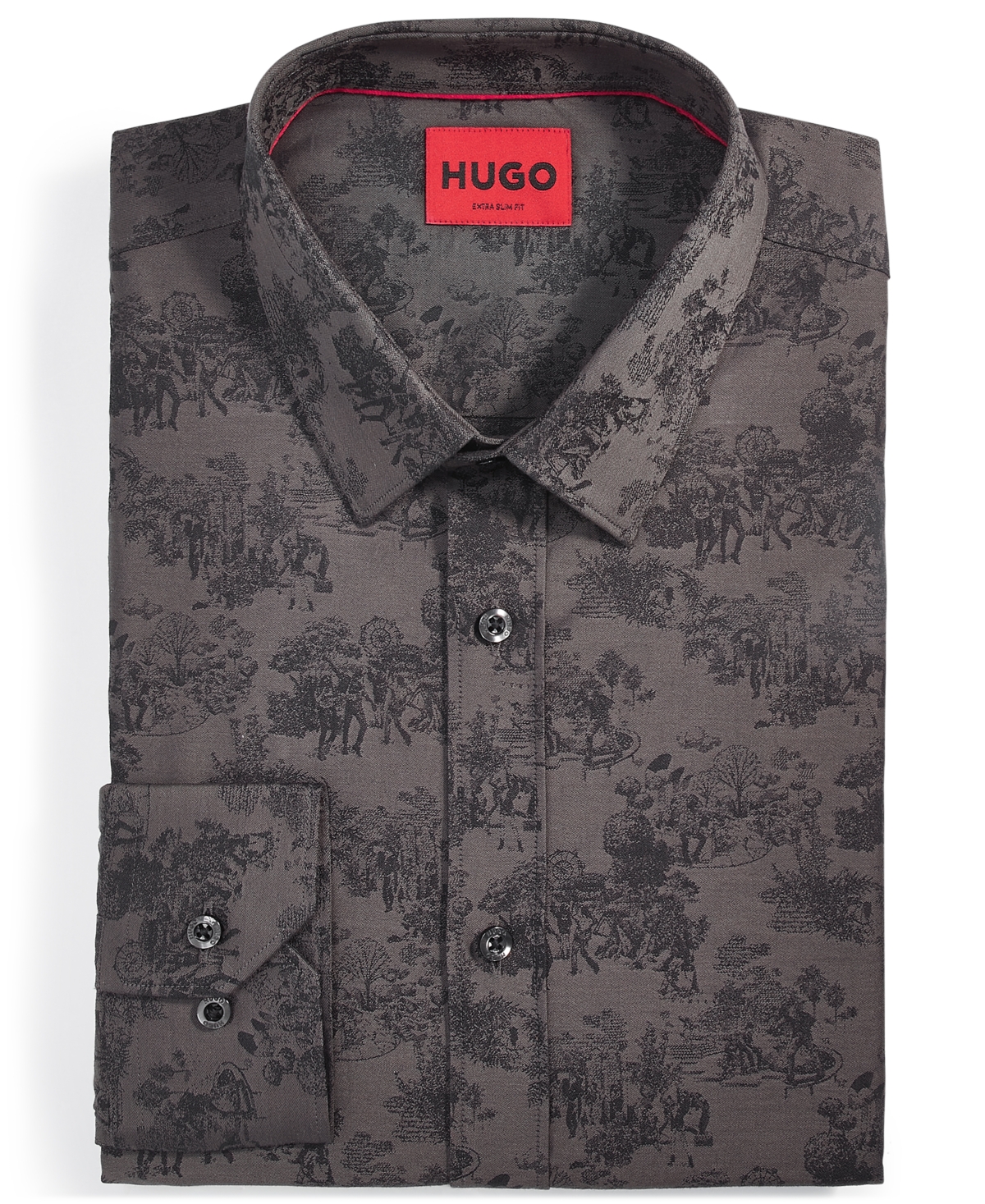 Hugo By  Boss Men's Elisha Extra Slim-fit Floral Dress Shirt In Black