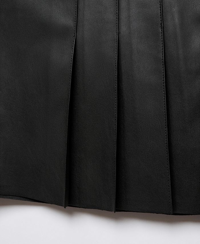 MANGO Women's Side Pleat Faux Leather Miniskirt - Macy's