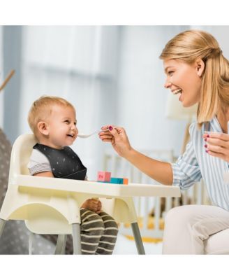 Soft Silicone Waterproof Baby Bib with catch all pocket, Adjustable