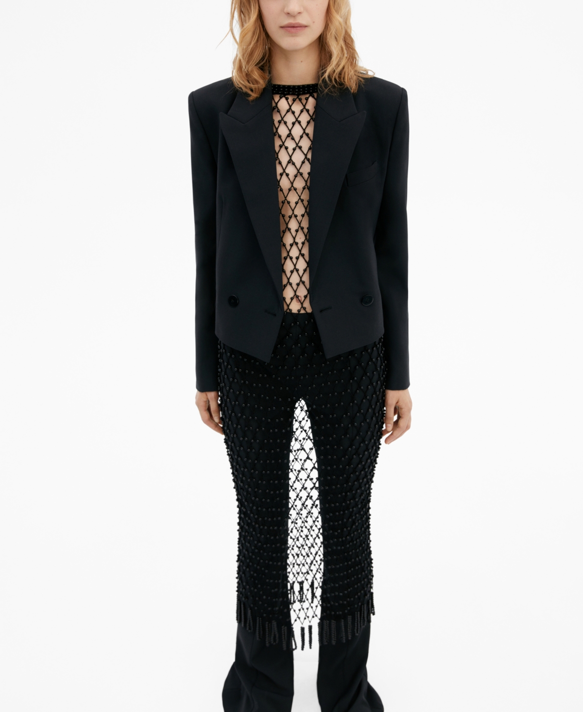 Mango Handmade Crochet Dress Black In Black