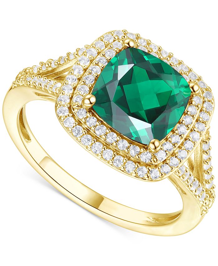 Macy's Lab-Created Emerald (1-1/2 ct. t.w.) & White Sapphire (1/2 ct. t ...