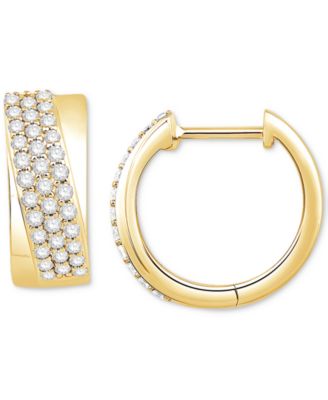 Diamond Pav&eacute; Small Hoop Earrings (1/2 ct. t.w.) in 14k Gold