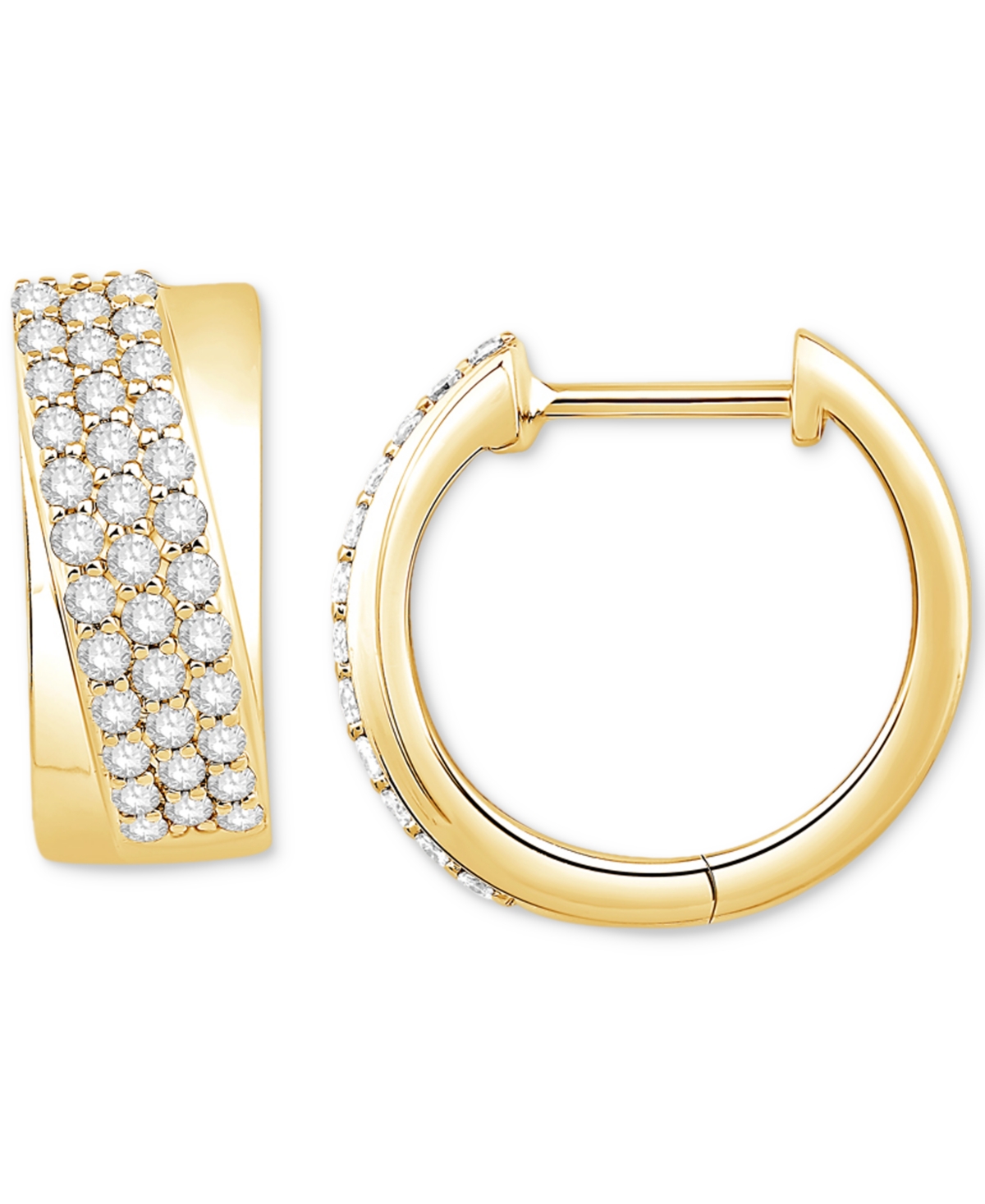 Macy's Diamond Pave Small Hoop Earrings (1/2 Ct. T.w.) In 14k Gold In Yellow Gold