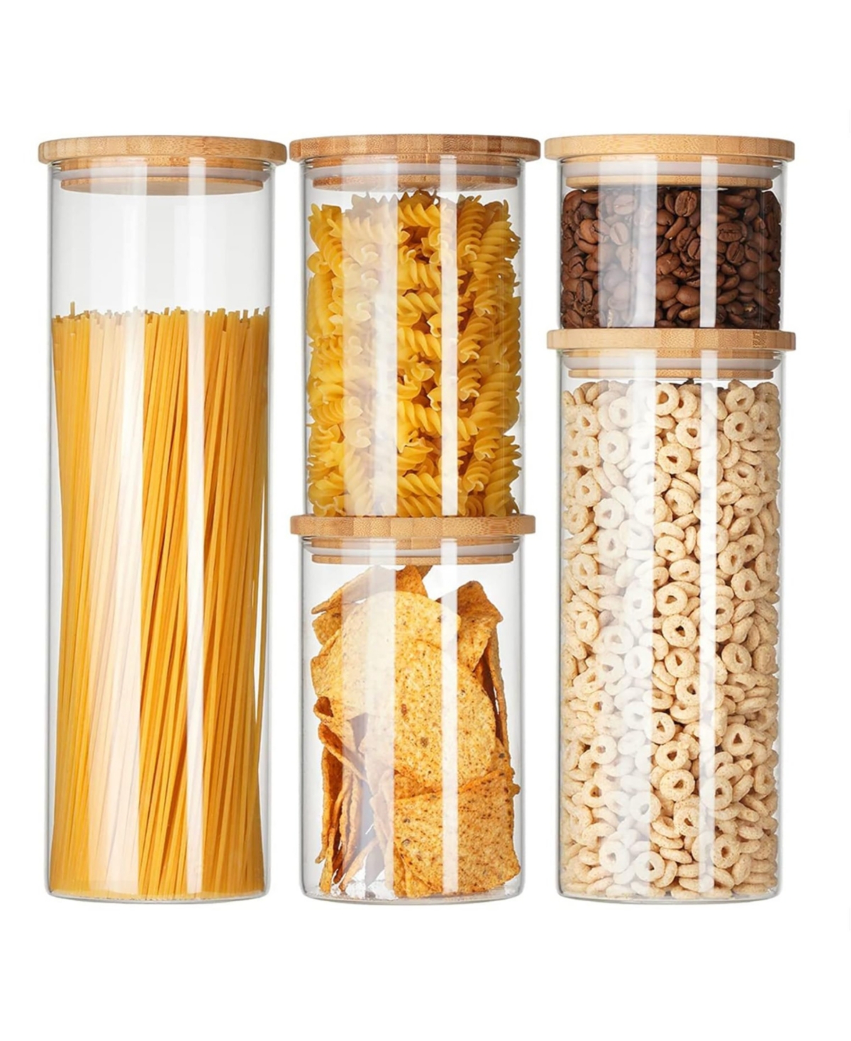 Genicook 5 Pc Borosilicate Glass Canister Set With Bamboo Lids, Glass Containers In No Color