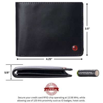 Mens Genuine Leather Wallet Passcase Bifold  RFID Safe 2 ID Windows